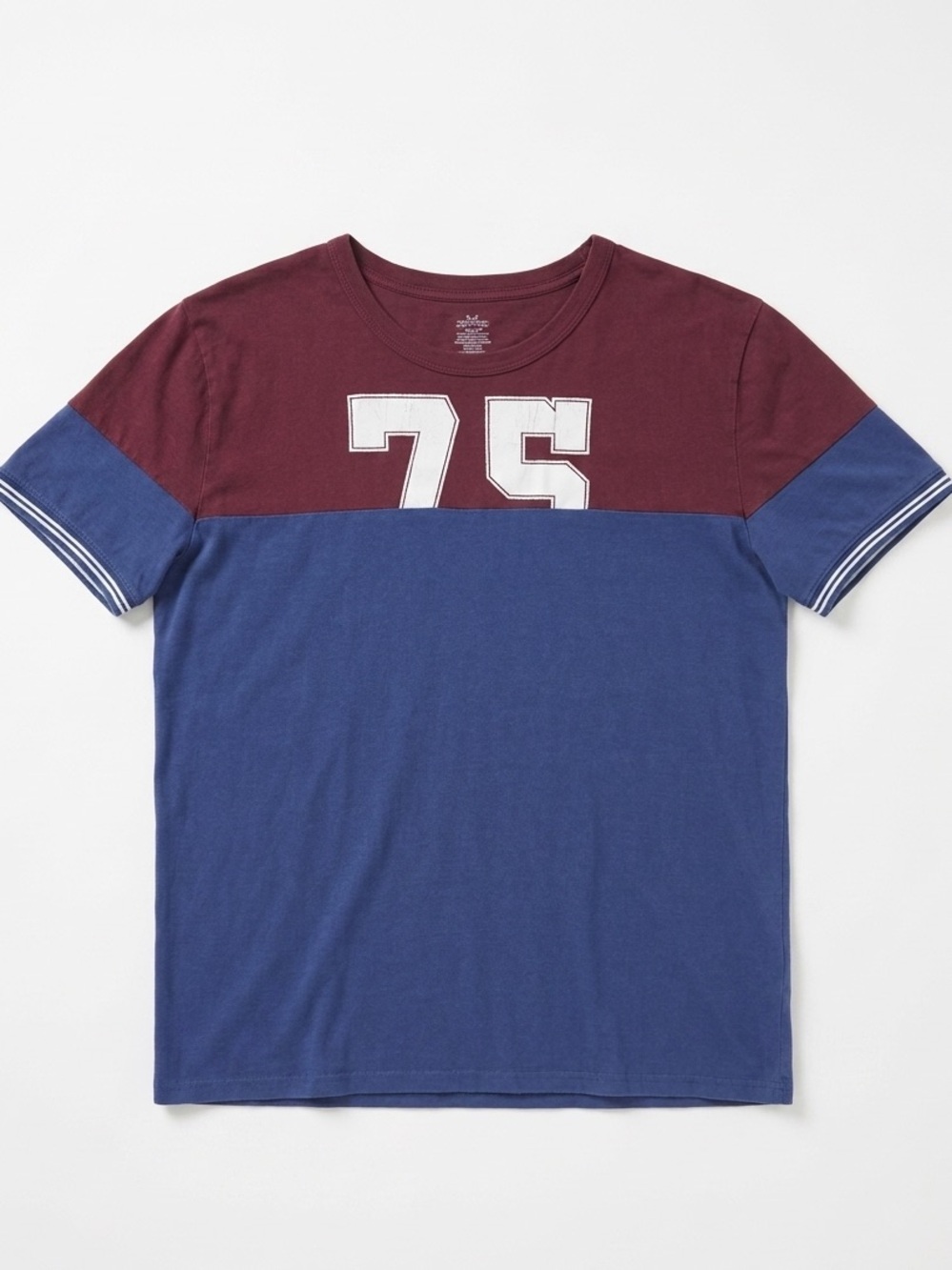 Vintage George Blue & Burgundy Colorblock '75' Crewneck Tee